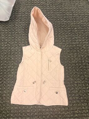 Zara Girls Light Pink Quilted Hooded Vest Size 4 (104 cm)